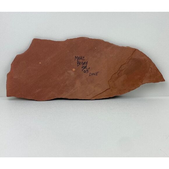 Marc Begay Navajo Native American Handpainted Petroglyphs Red Rock Stone Signed - Picture 5 of 7